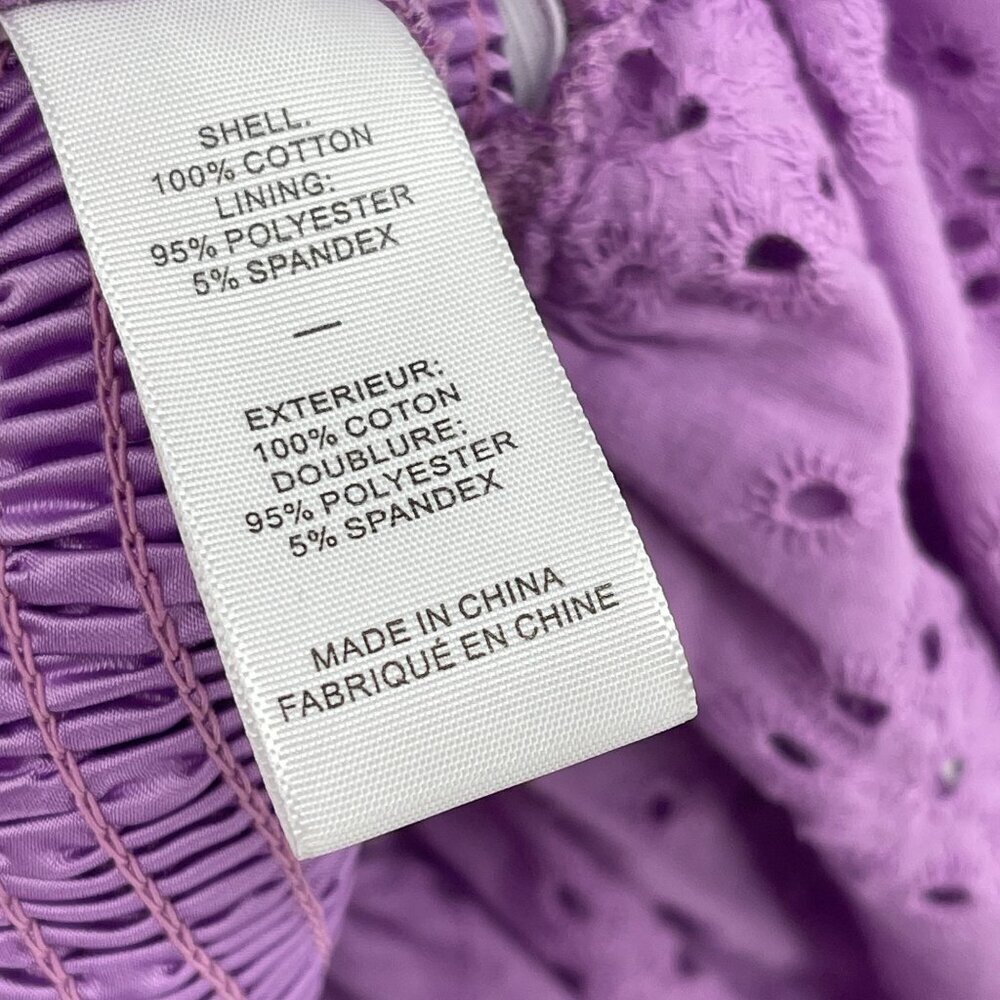 NEW Likely Tayaisha Dress Violet Eyelet Smocked Puff Sleeves Mini Dress 14 - Picture 12 of 12